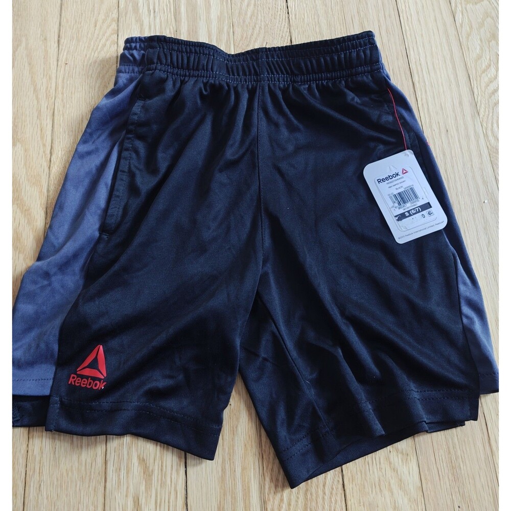 Reebok Boys Training Shorts Size 6/7 Small Black Drawstring Athletic Sports